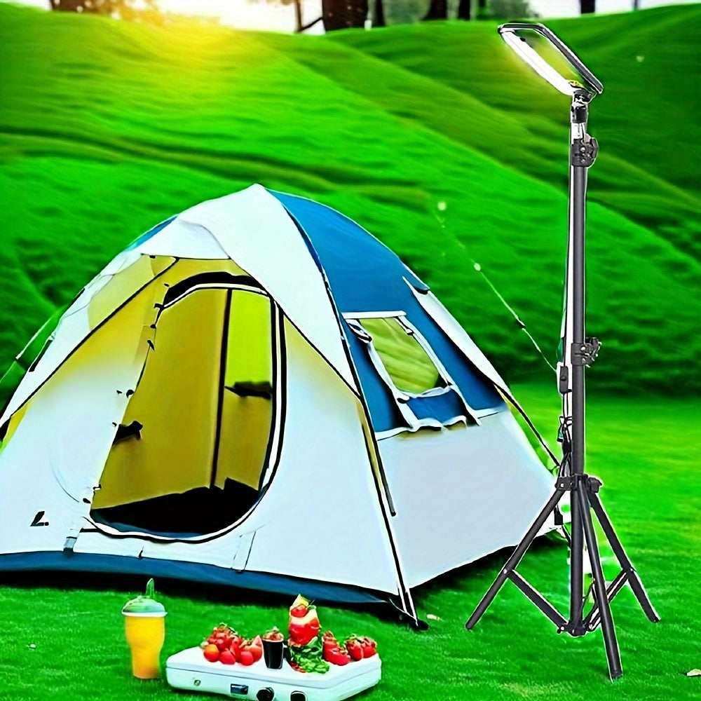Linterna de camping LED portátil con soporte telescópico, alimentada por USB, resistente al agua y duradera de metal