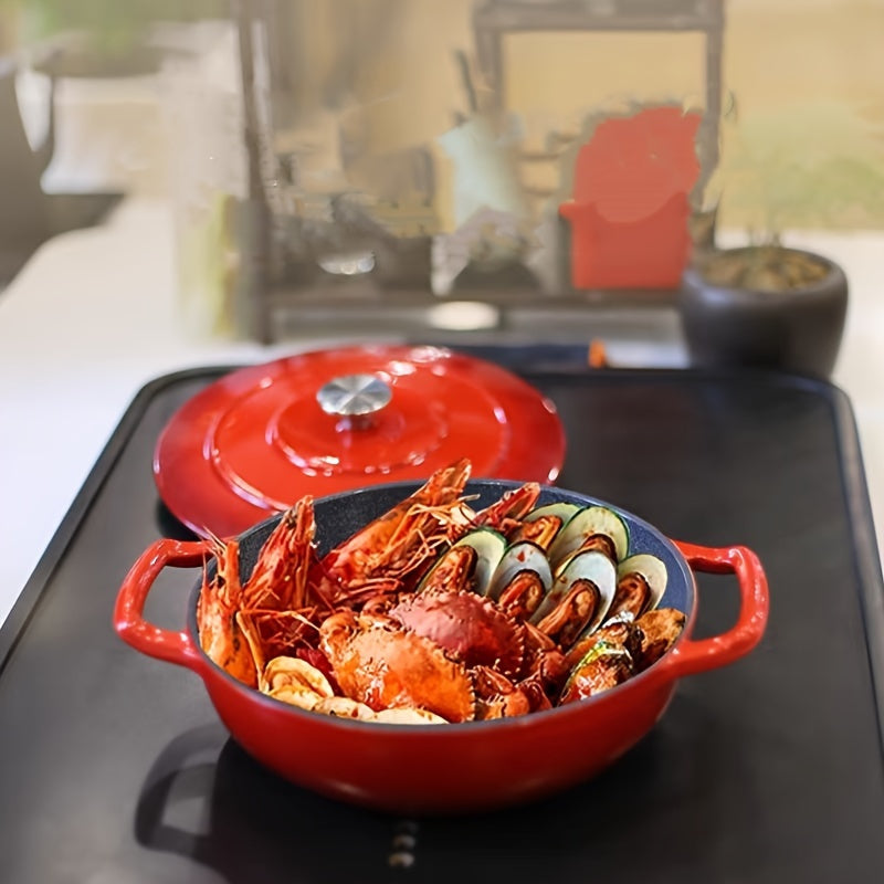 Enamel-Coated Cast Iron Dutch Oven for Cooking Baking and Serving 4 Qt