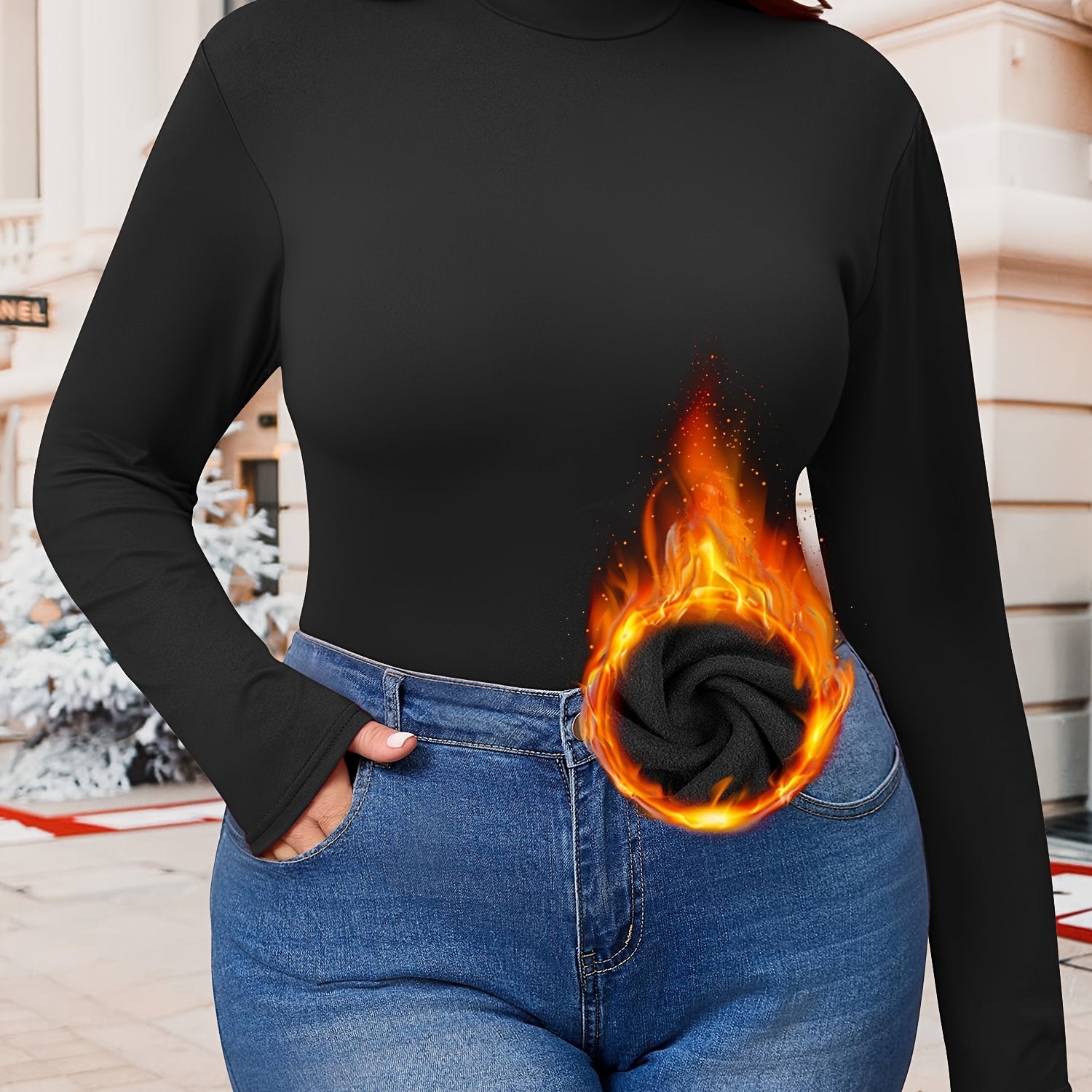 Women's Plus Size Turtleneck Sweater Knit Fleece Warm Long Sleeve Fall Winter