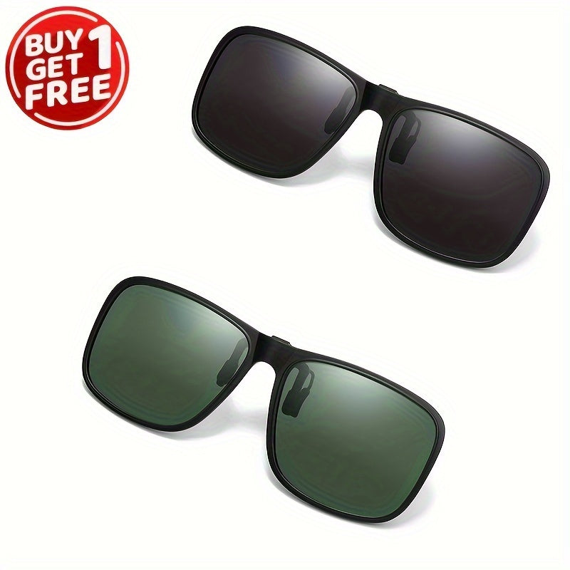Polarized Sunglasses Clip with Square Frame for Driving Fishing Biking 2 Pieces