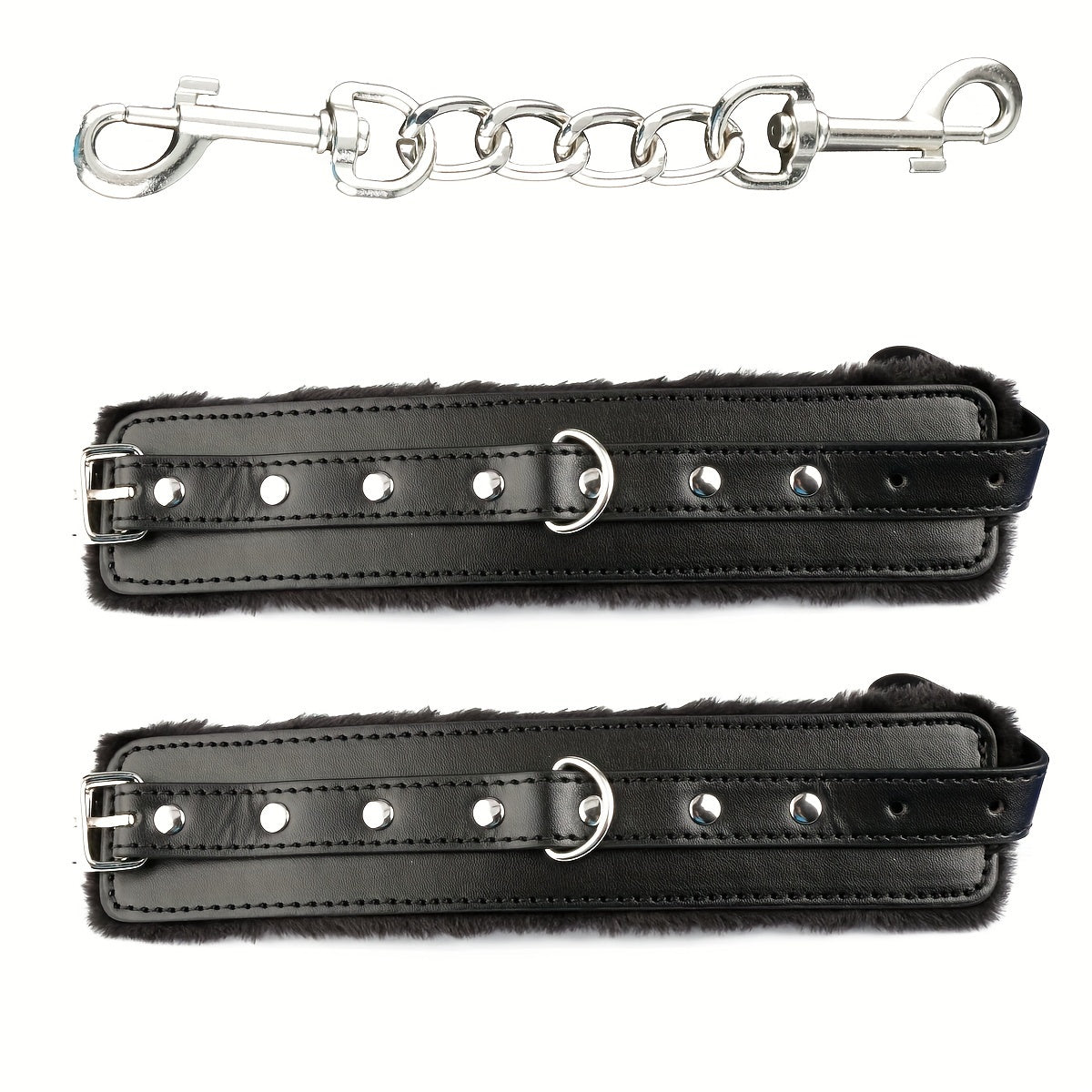 Faux Leather Handcuffs with Plush Lining Adjustable for Yoga and Home Use