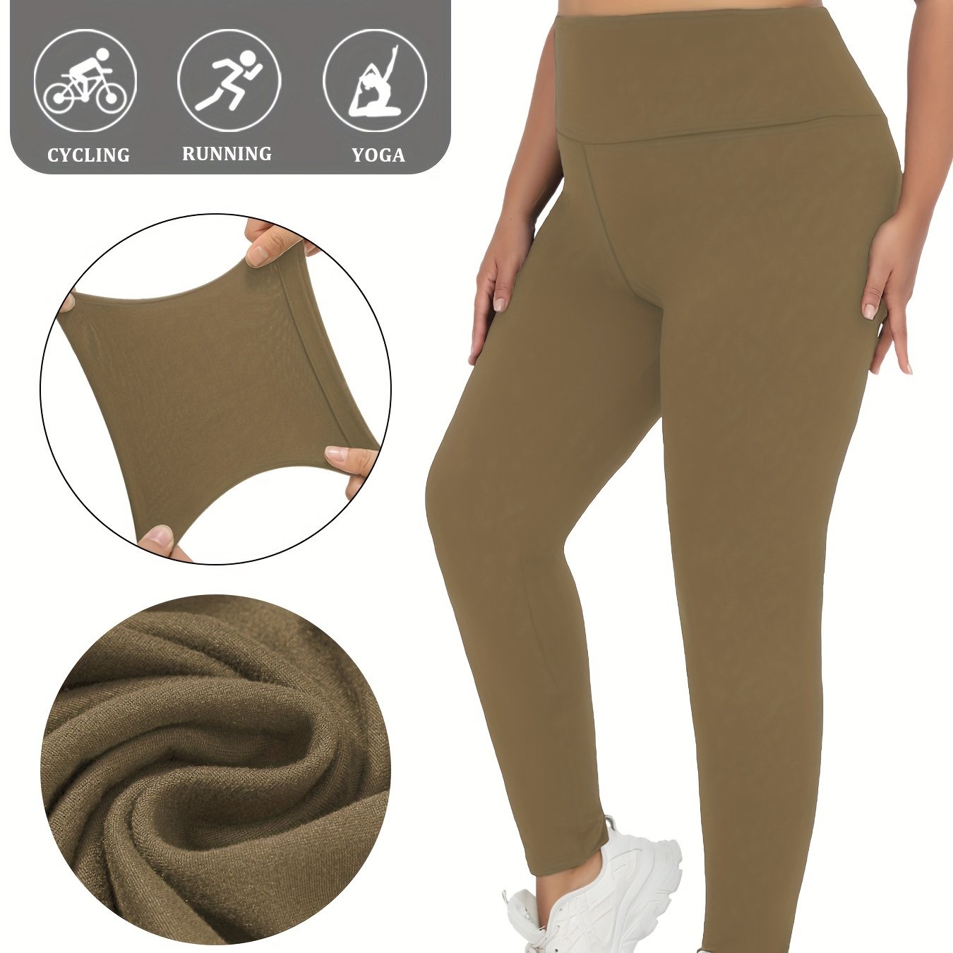 Plus Size High-Waisted Tummy Control Yoga Leggings for Women Blue