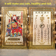 2025 Amulet Card Golden Copper Feng Shui Blessing for Protection Wealth and Health Small Wallet Size
