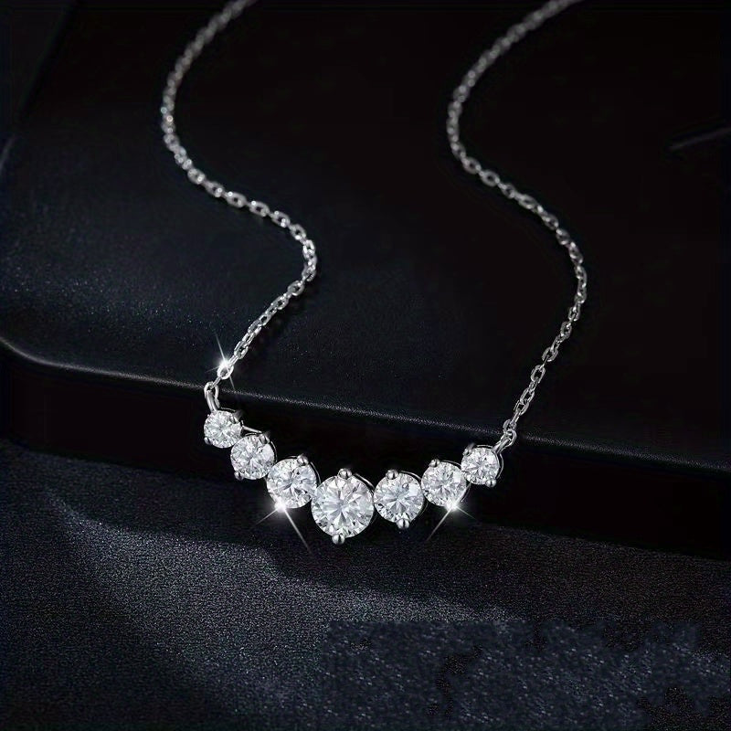 Moissanite Silver Necklace for Wedding Engagement Anniversary Gift