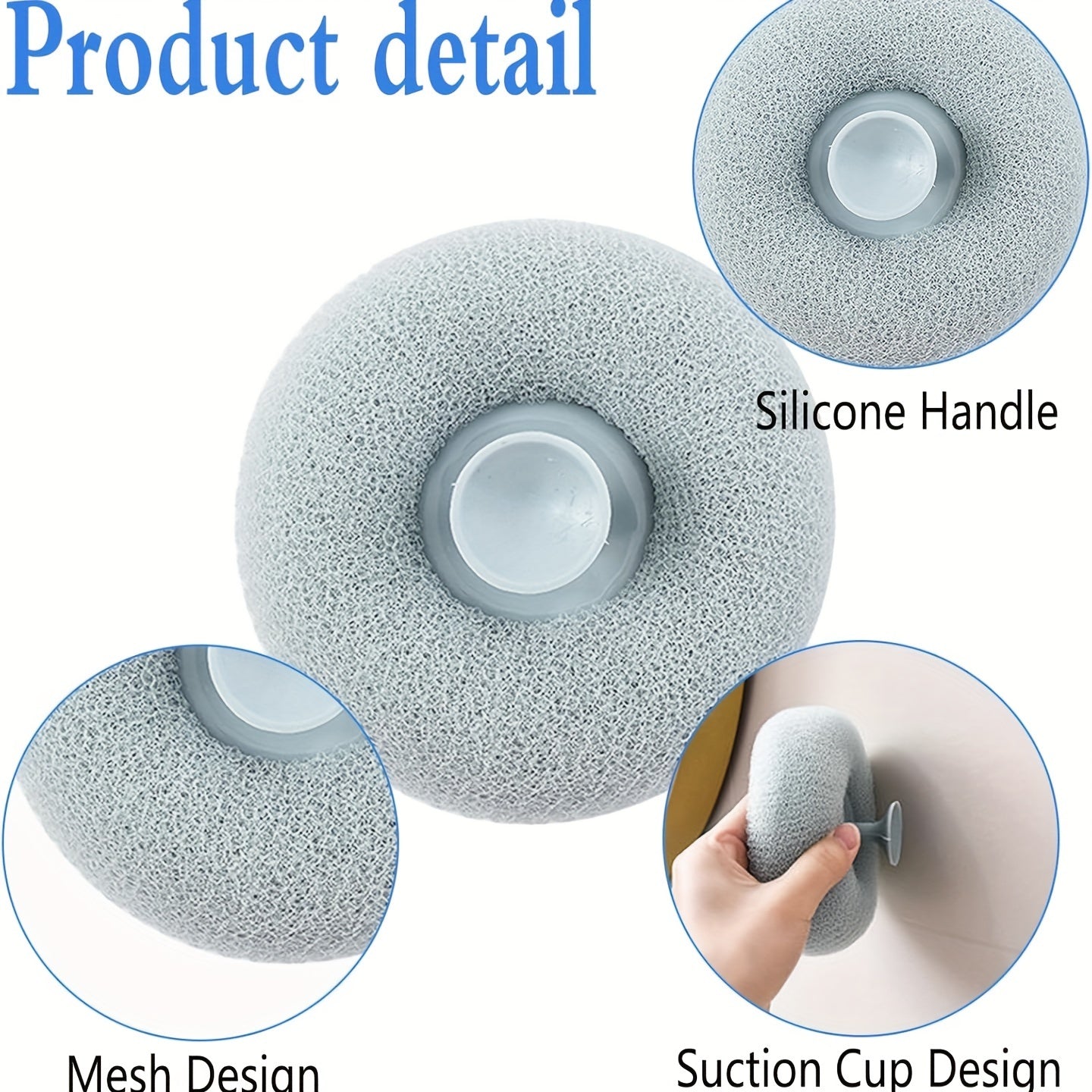 Unisex Exfoliating Shower Brush Wall Mount with Suction Cup Spa Bath Scrubber