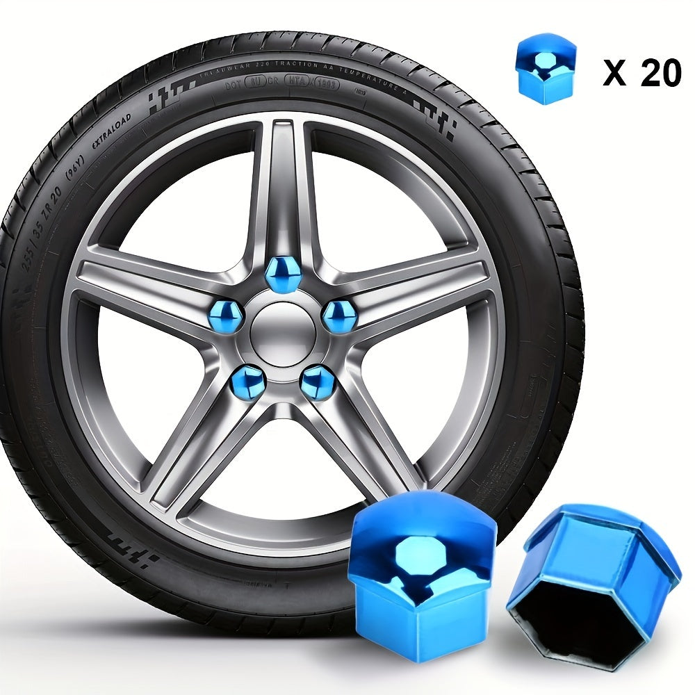 20pcs Durable PP Wheel Nut Covers with Hex Socket for Vehicle Rims