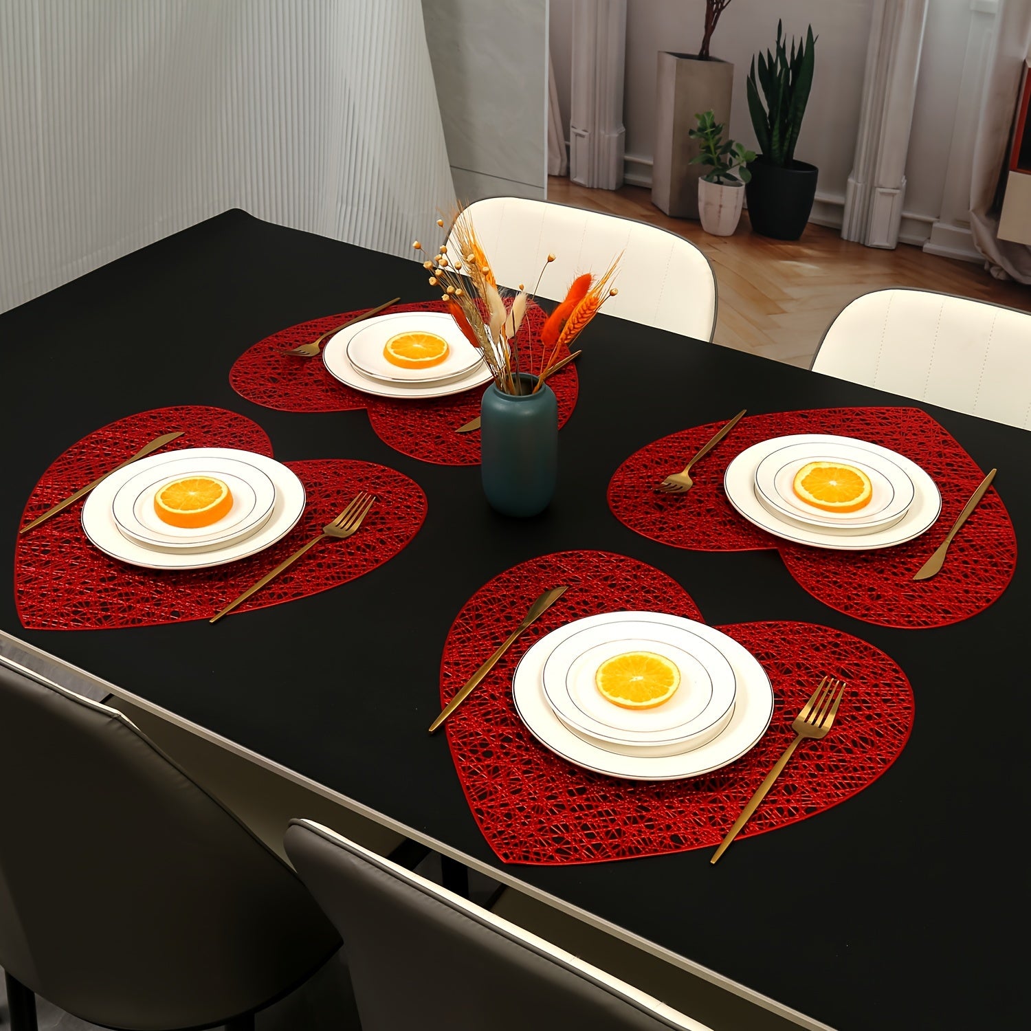 Valentine's Day Tableware Placemats for Restaurant and Hotel Dining Sets of 2 4 6 8 Heat Insulation Anti-Slip