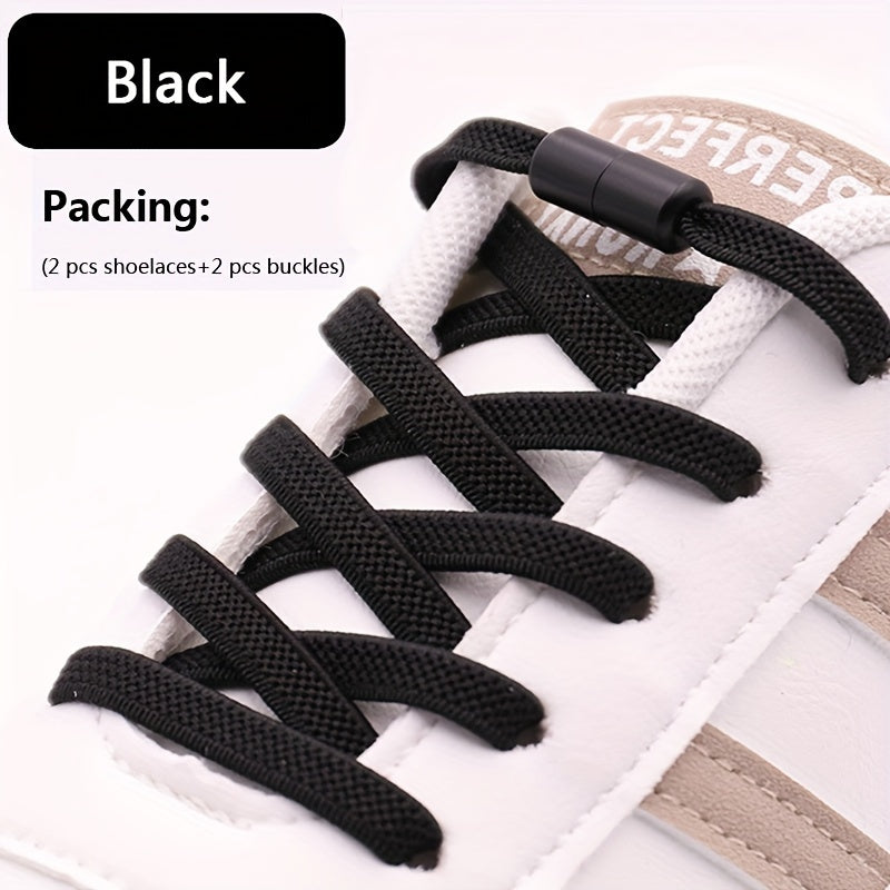 Uniseks elastik No-Tie oyoq kiyimlari rang-barang Lazy Shoe Flat Laces for Sneakers