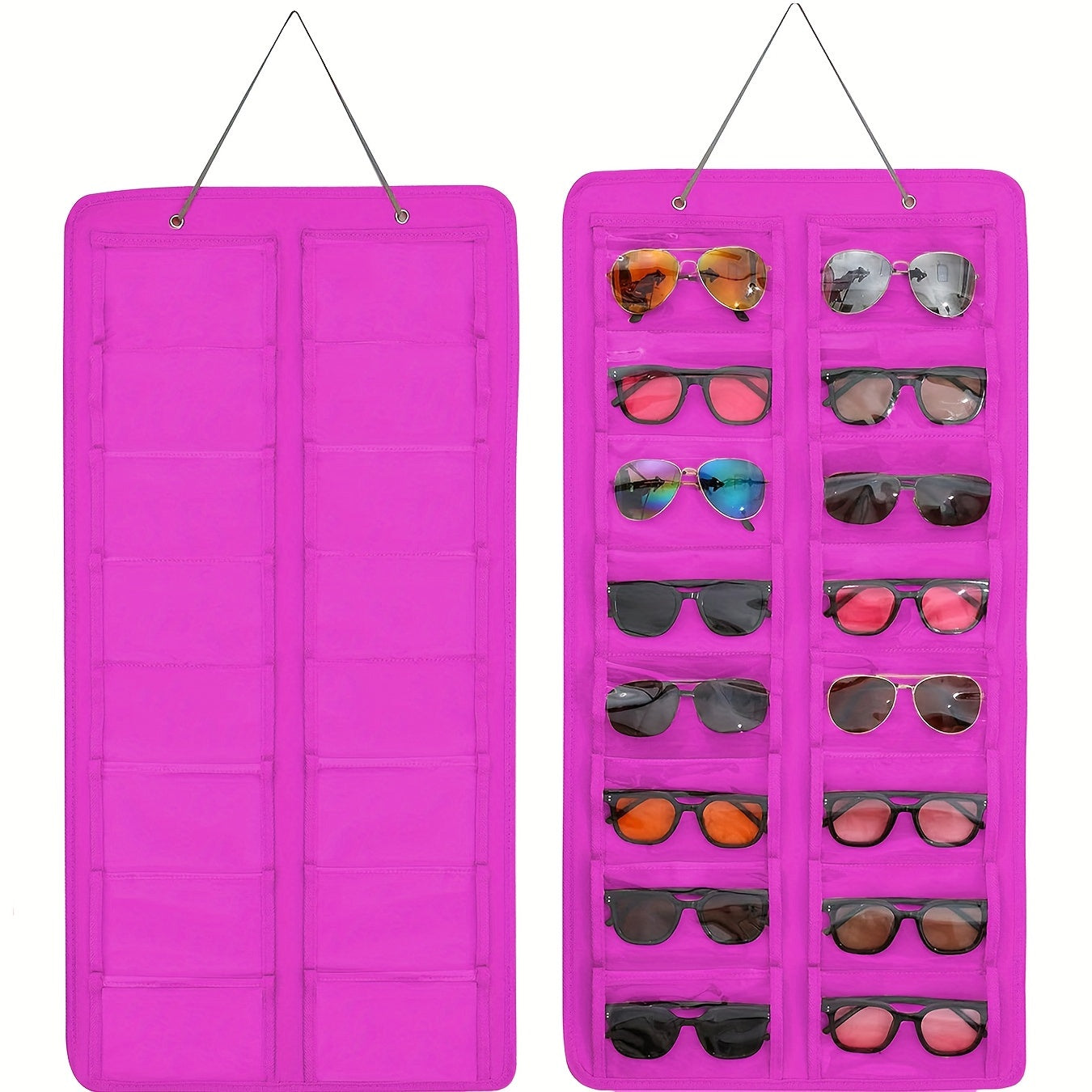 16-Slot Glasses Organizer Wall Pocket Dust-Proof Hanging Storage for Women Accessories