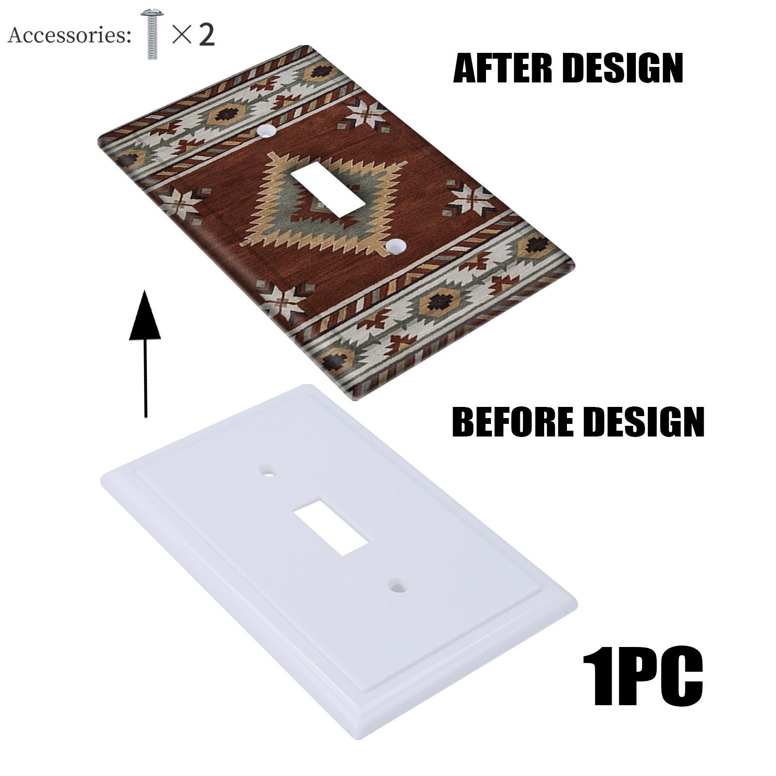 Cubierta de panel de interruptor de pared tribal rústico marrón beige blanco 1Gang 2Gang