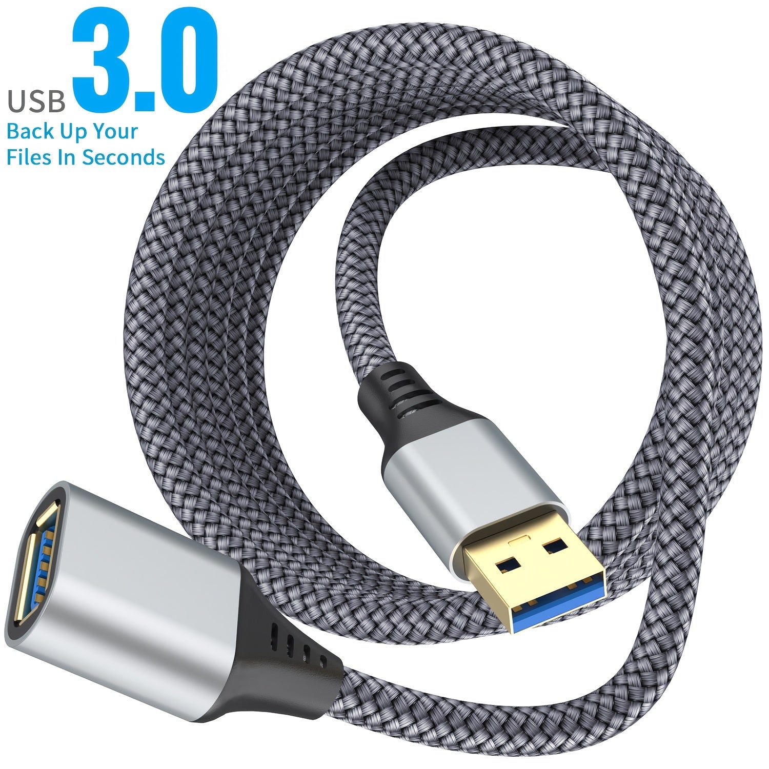 Nylon Braided USB 3.0 Extension Cable 3.05m Type A Male to Female High-Speed Data