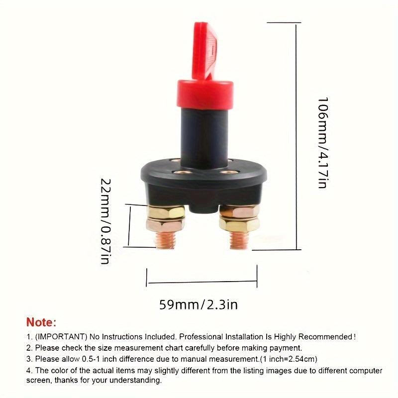 Car Battery Disconnect Isolator Switch Brass Contact Plastic 36V Main Switch
