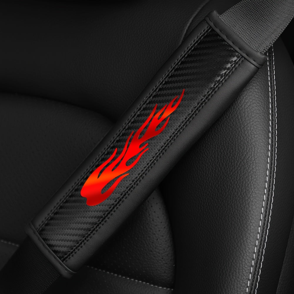 Universal Car Seat Belt Shoulder Protector Carbon Fiber Pattern PU Leather