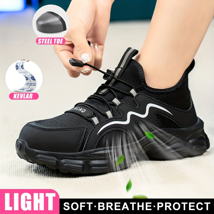 Women’s Breathable Steel Toe Safety Shoes Puncture-Resistant Work Sneakers Pink