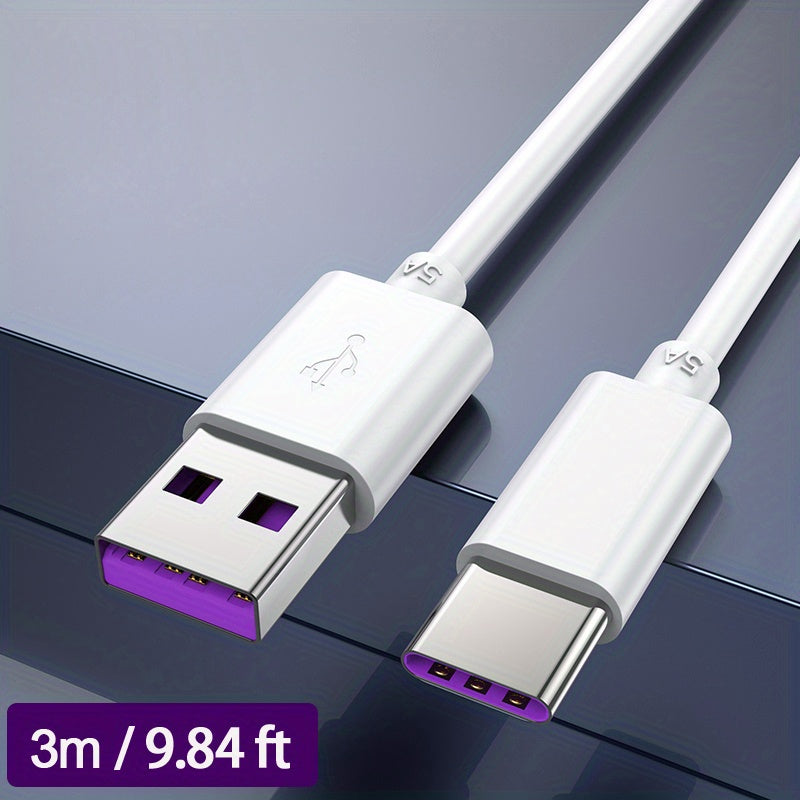 65W USB C Fast Charging Cable for Mobile Phones Data Transfer Durable Flat PVC