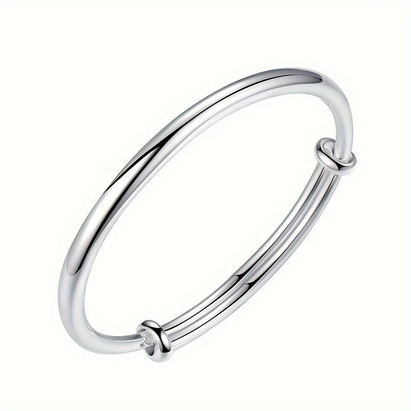 Pulsera de plata de ley para mujer con diseño redondo ajustable estilo coreano