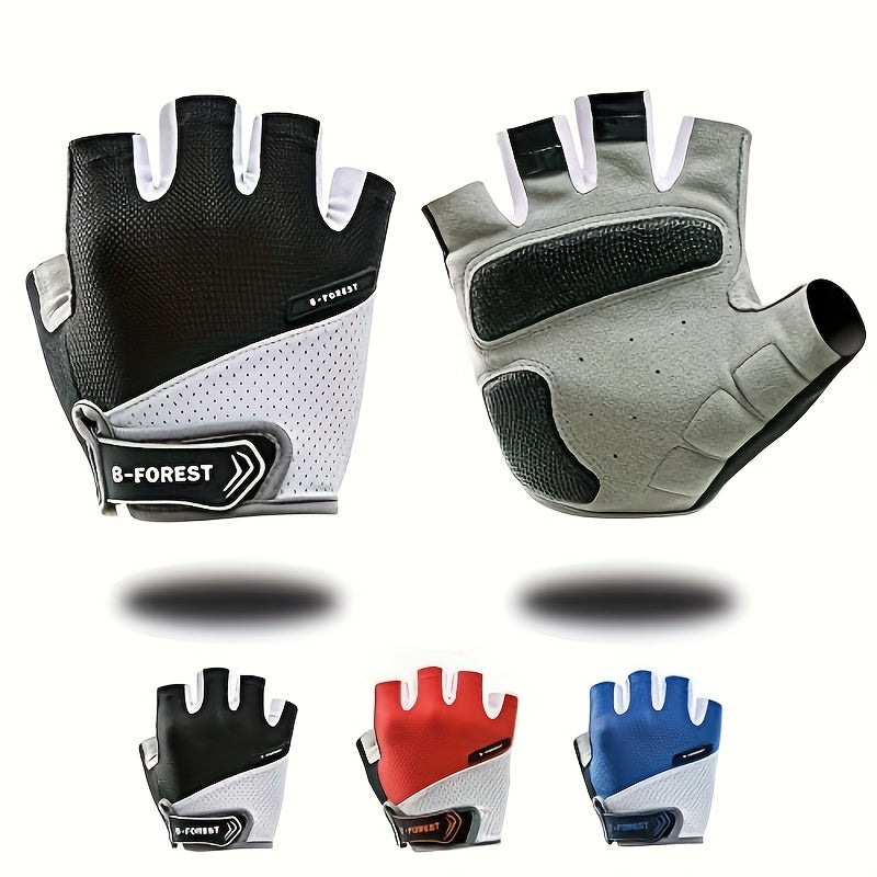 Unisex Breathable Polyester Half-Finger Cycling Gloves with Silicone Palm