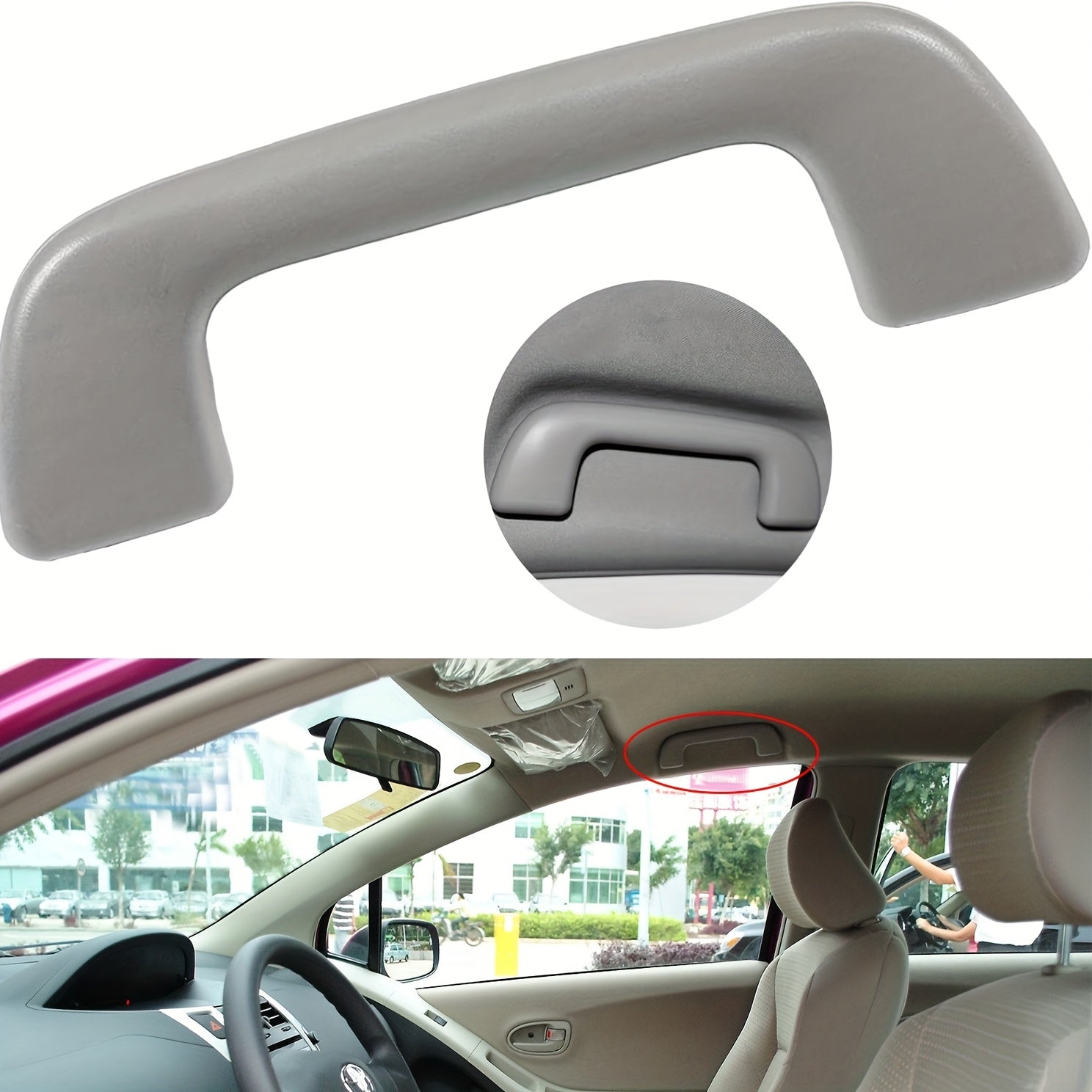 Left/Right Hand Roof Pull Handle Grab Rail with Hook Ergonomic Grey Plastic