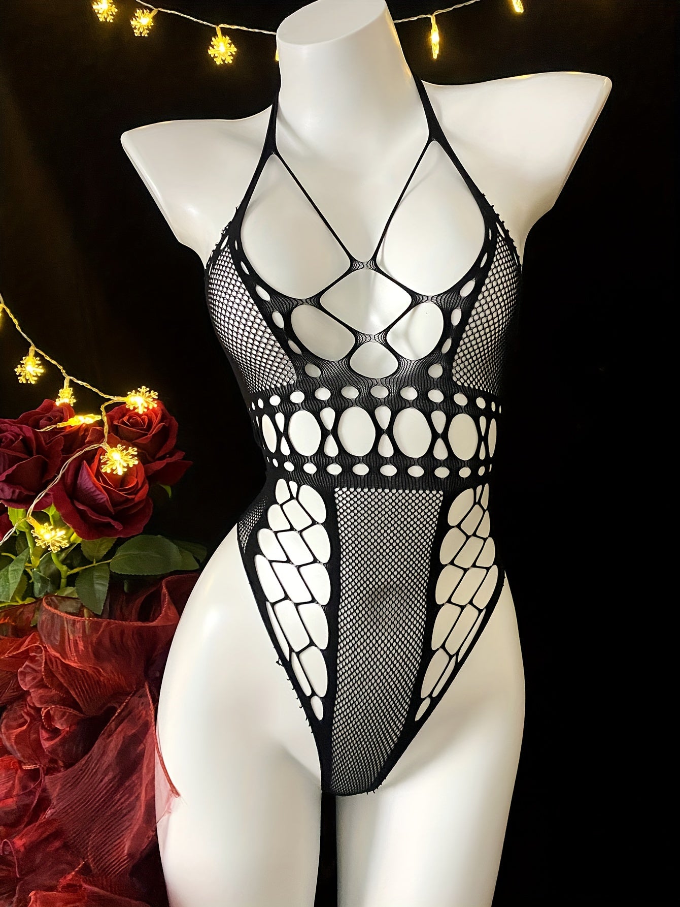 Women's Sheer Body Stocking with Open Crotch for Festivals and Beachwear