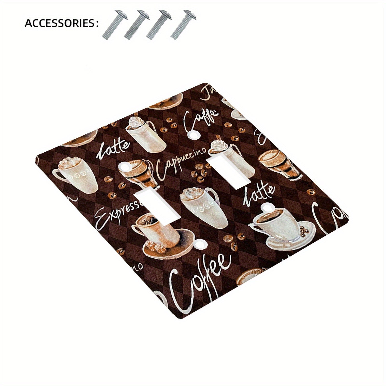 Крышка для стеновой розетки с кофейной тематикой, оформленная латте-артом на коричневом фоне, идеально подходит для декора кухни и спальни. Доступна в вариантах на 1 и 2 гнезда.