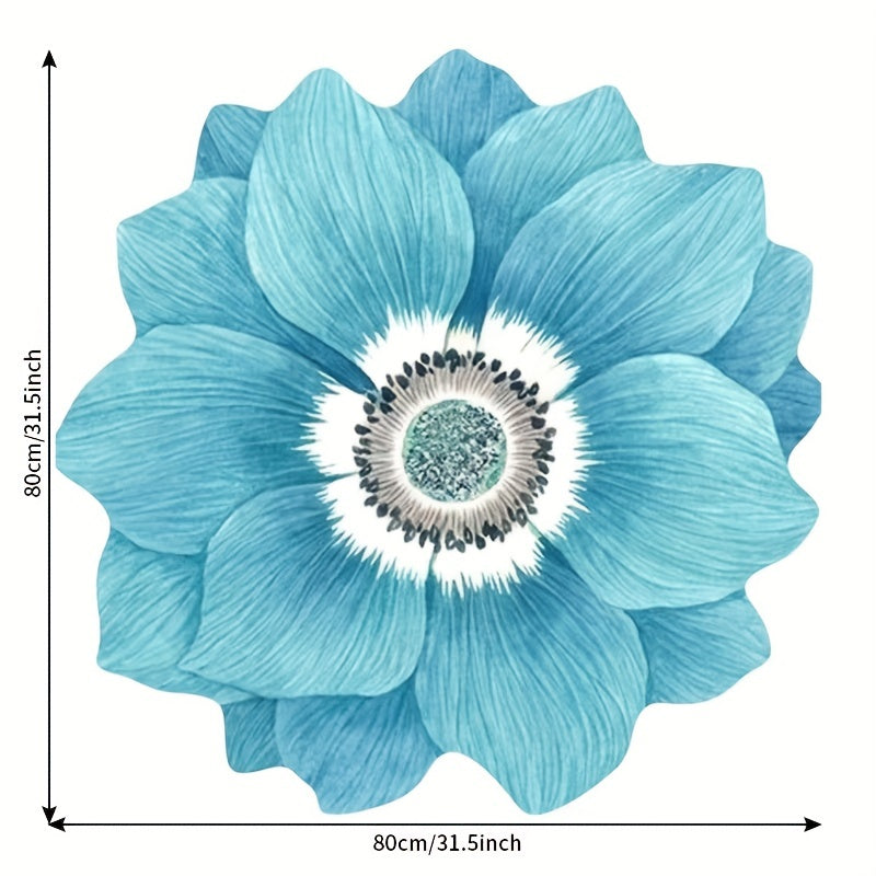 3D Flower-Shaped Non-Slip Floor Mat with Pink Blanket for Living Room Bedroom Bathroom