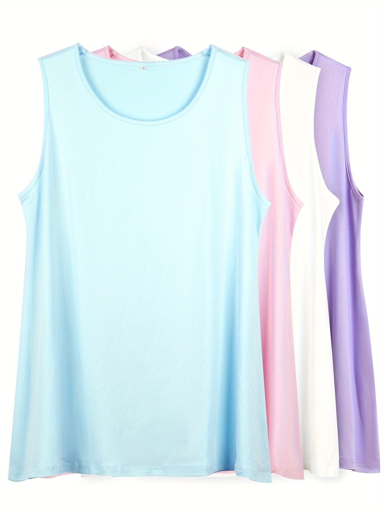 Women's Sleeveless Tanks Sets Solid Color Elastic Summer Casual