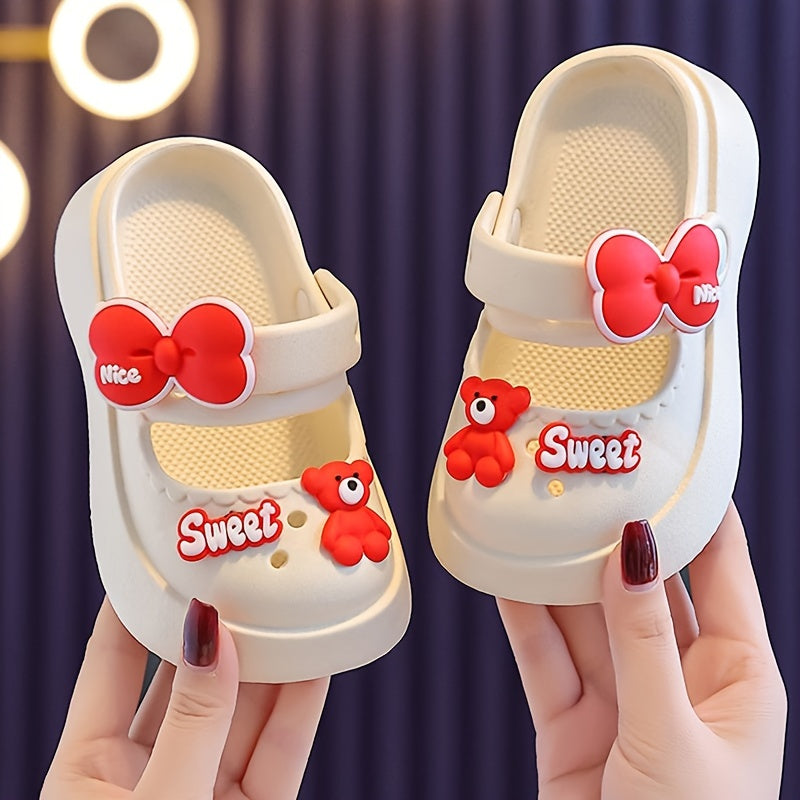 Kids Girls Cartoon Bear EVA Slides Indoor Outdoor Slip-On Casual Shoes