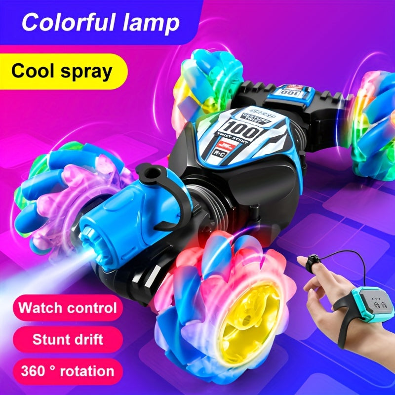 Gesture Sensing RC Car with Spray Emission Climbing Stunts Weatherproof Flashing Lights Blue Black