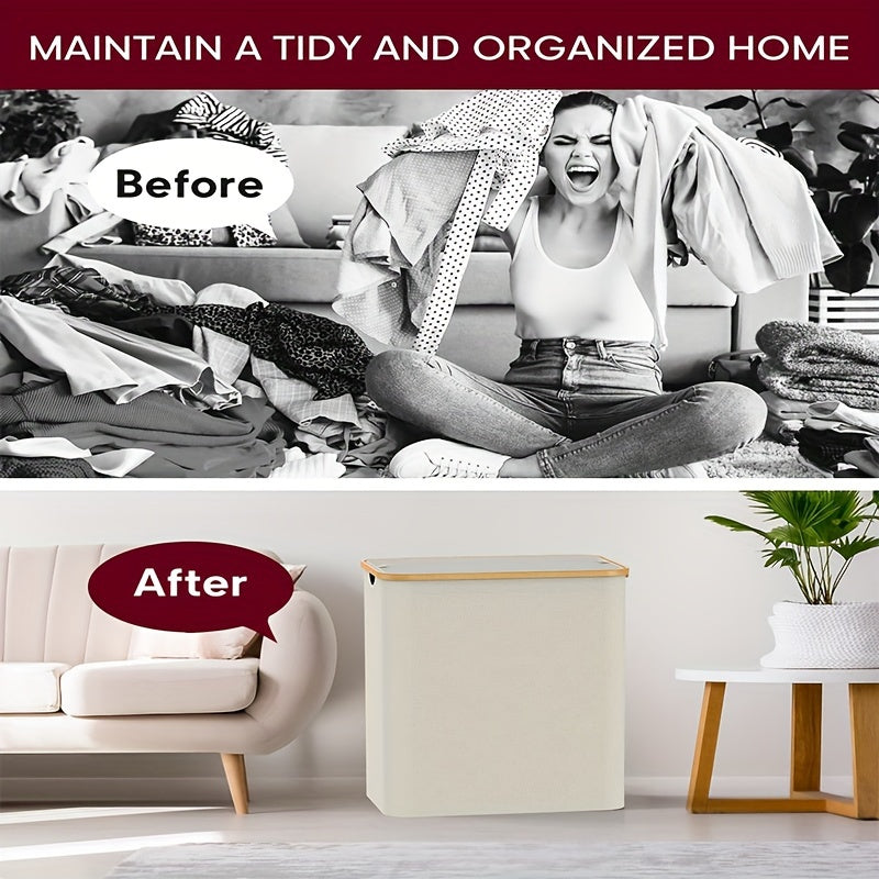 Large Laundry Hamper with Lid and Detachable Bags for Clothes Storage in Laundry Rooms and Dorms