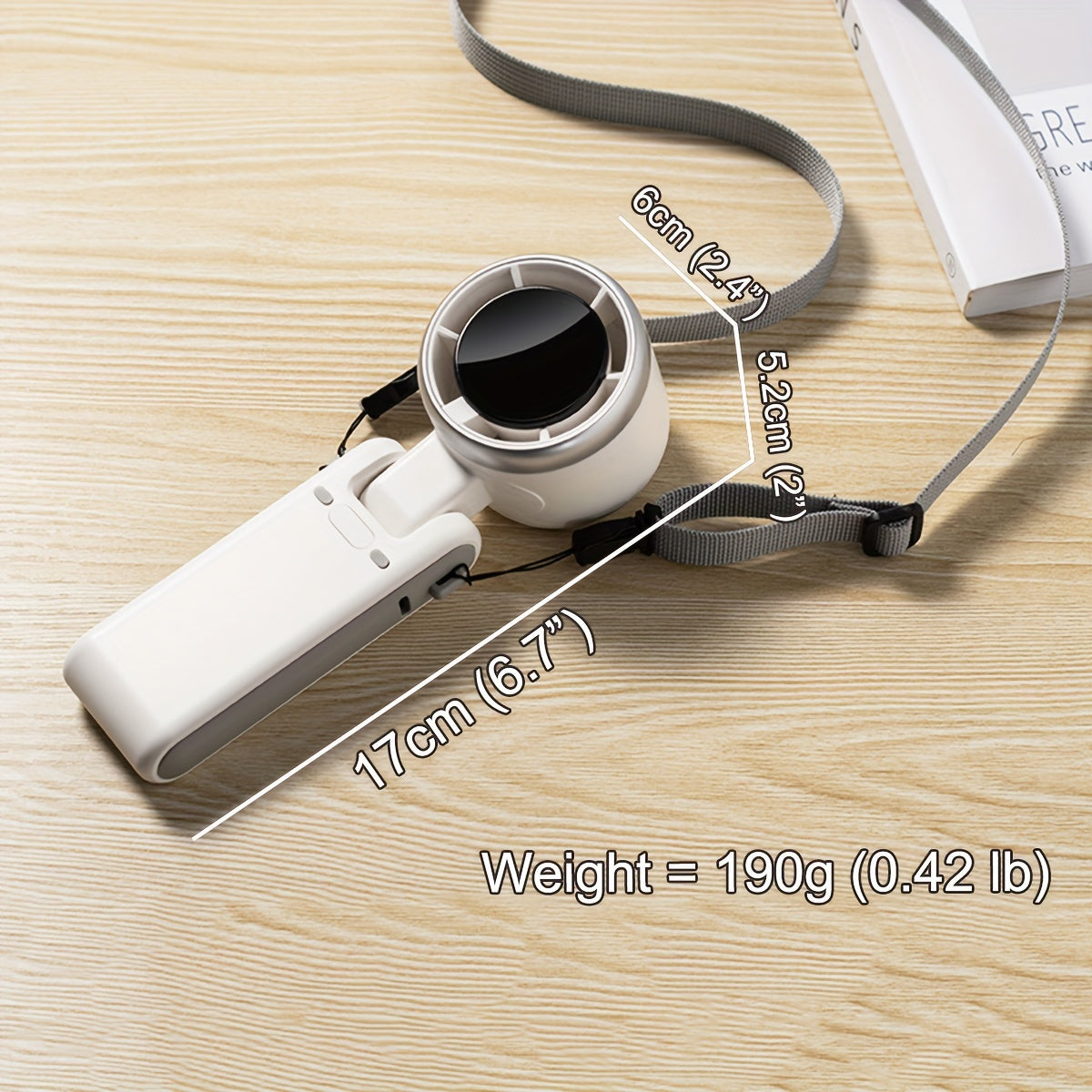 Portable Handheld Fan with Digital Display 5-Speed Rechargeable Battery Indoor Outdoor