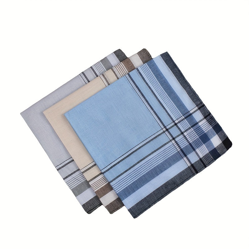Set of 10 Men's Cotton Handkerchiefs with Knitted Striped Patterns