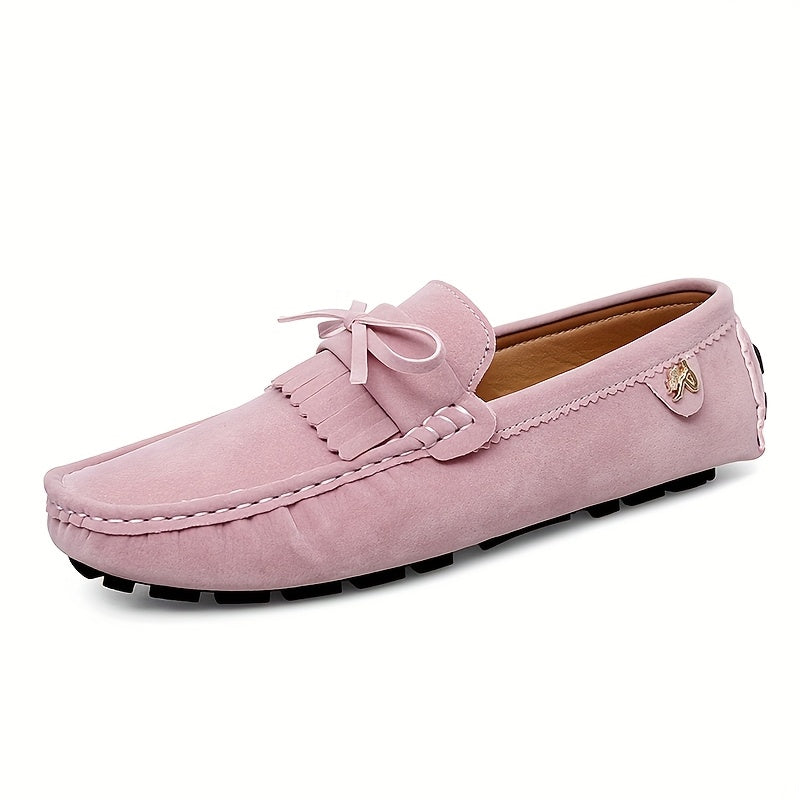 Women's Slip-On Loafers Microfiber Bowknot Tassel Casual Shoes Black Pink Blue Red Green