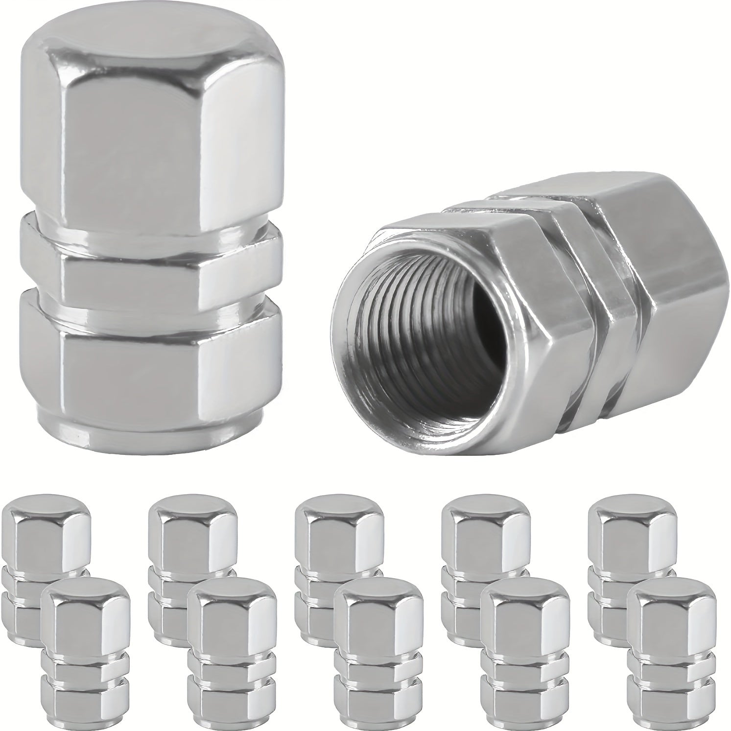 12 piezas de tapas de válvula de neumático de aluminio, a hexagonales, a prueba de polvo y de fugas, para coches, SUVs, bicicletas y camiones