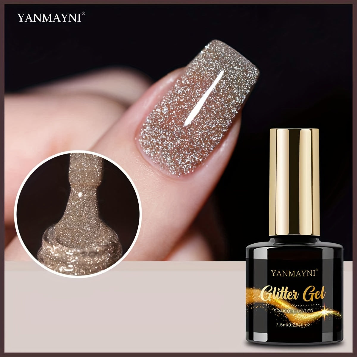 Sparkling Reflective Glitter Gel Nail Polish Disco DJ Style Fragrance-Free 7.5ml