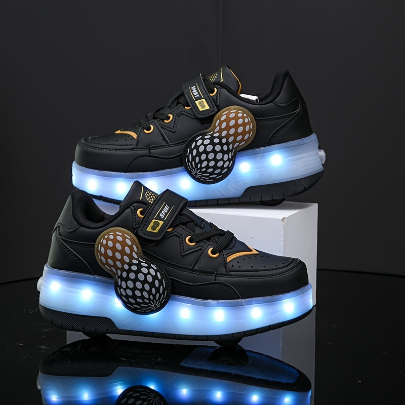 Girls Low-Top Skate Shoes with USB Rechargeable Light Breathable Lightweight Removable Roller Skates for Indoor Outdoor All-Season