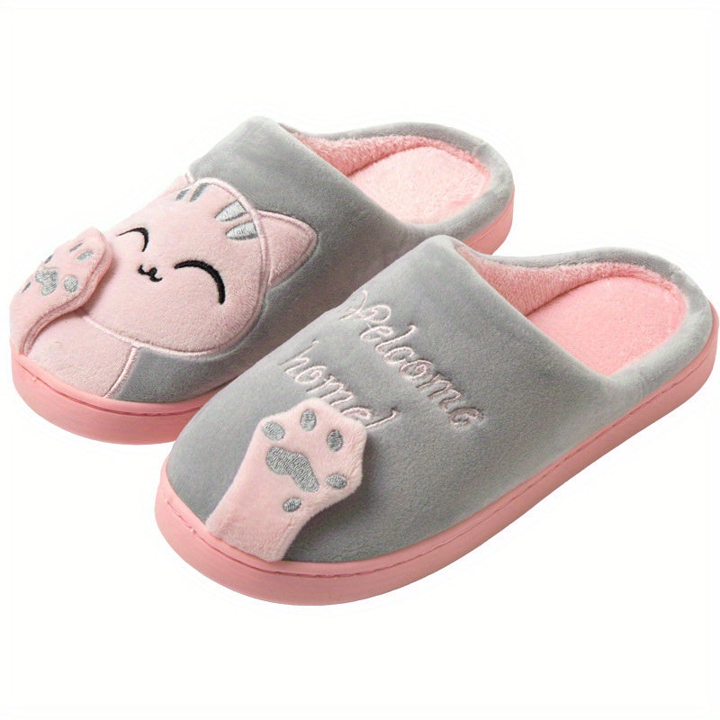 Women's Cozy Cartoon Lucky Cat Slippers for Indoor Autumn Winter