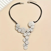 Retro-Inspired Wax Rope Necklace with Irregular Geometric Shapes for Women