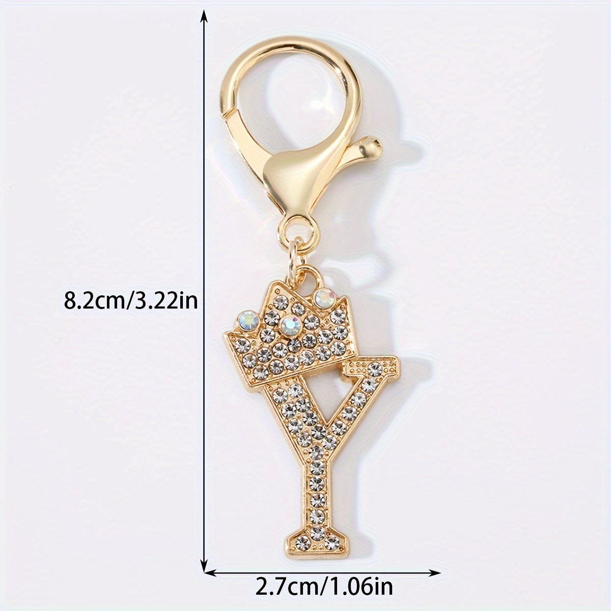Men's Zinc Alloy Keychain with Artificial Diamond Crown and Letter Charms