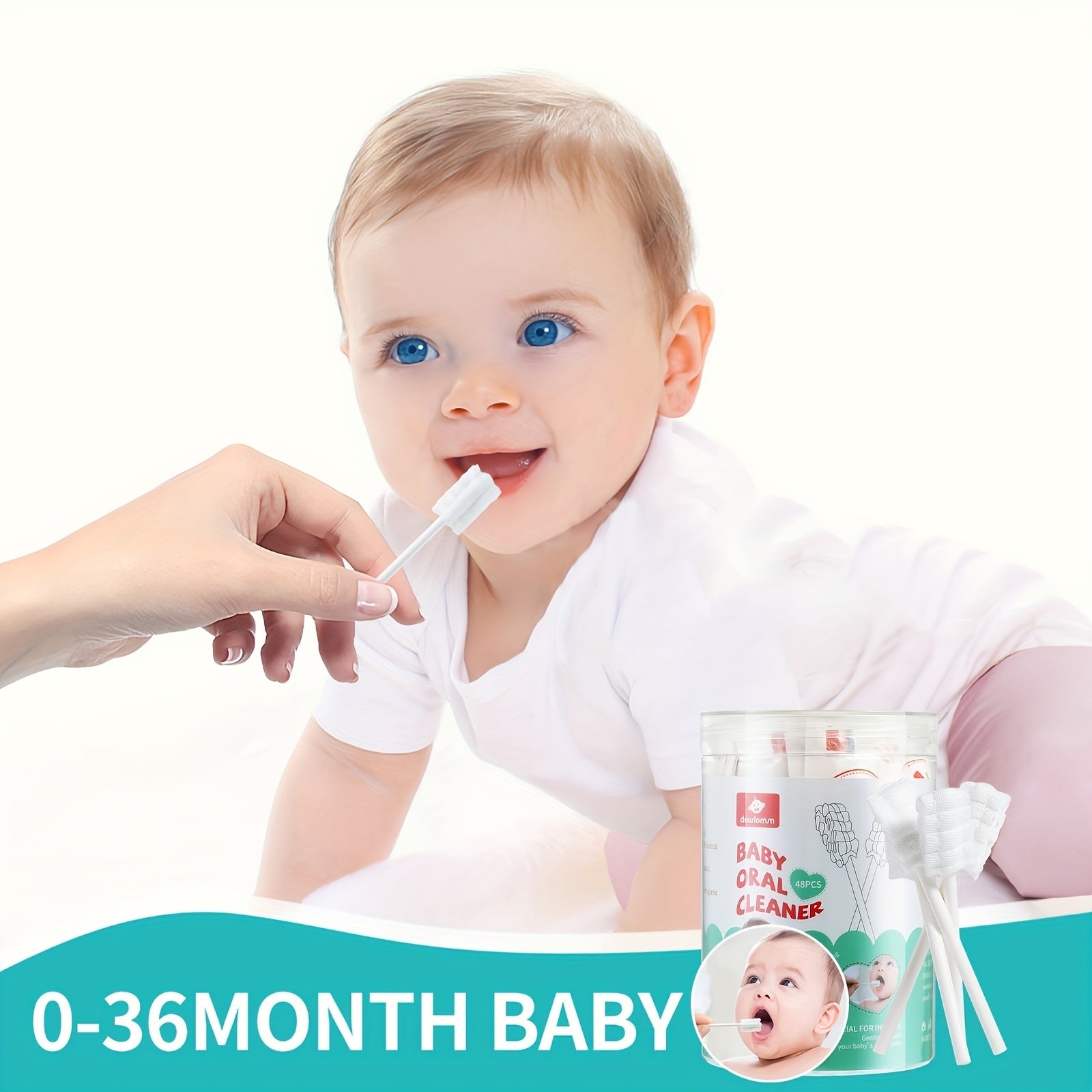 Baby Oral Hygiene Set with Tongue Cleaner and 48 Disposable Toothbrushes for Ages 0-36 Months