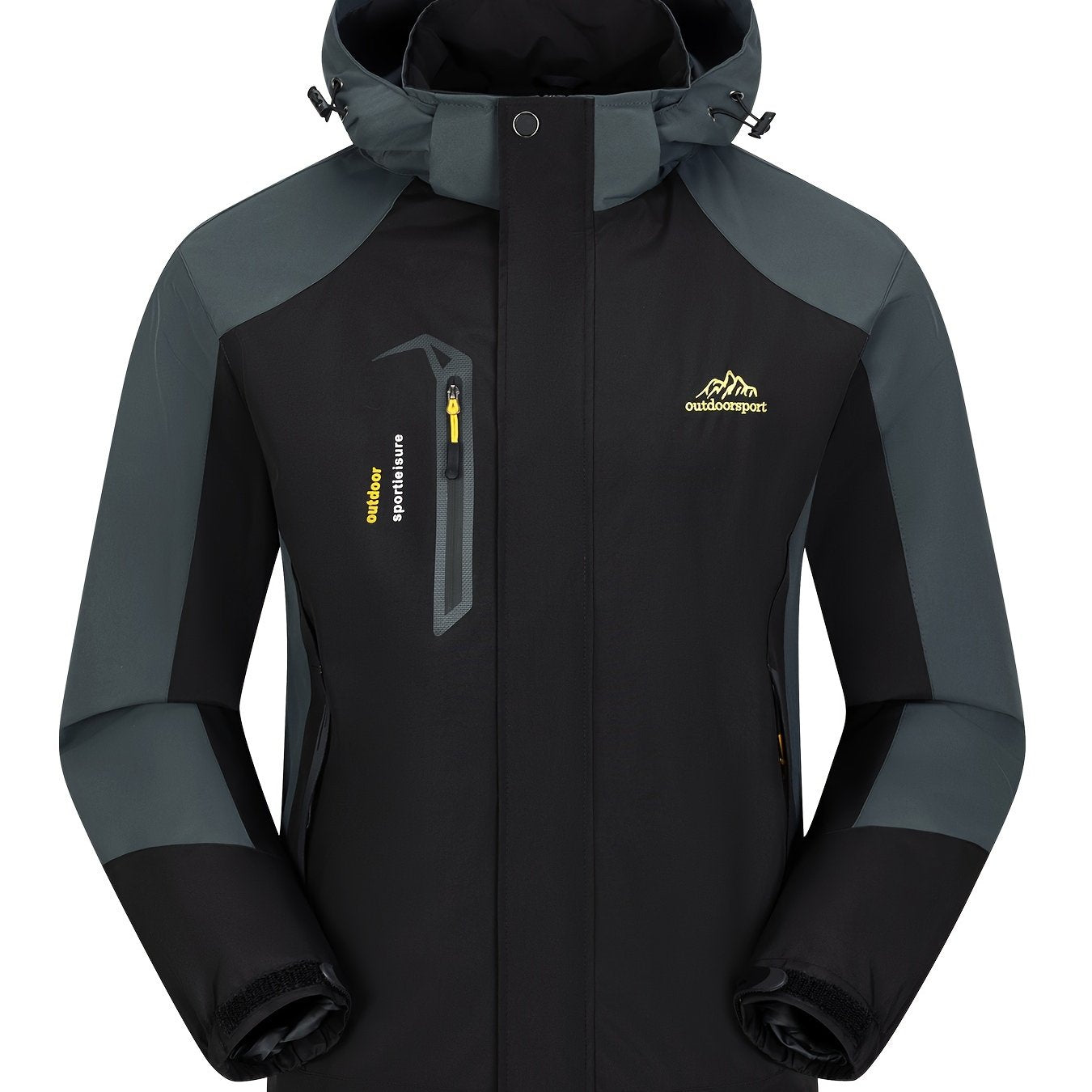 Men's Windproof Hooded Softshell Jacket for Hiking Camping with Multiple Pockets