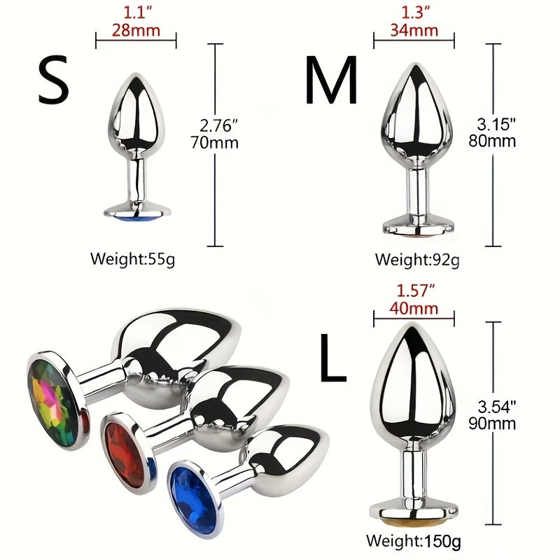 Men Metal Anal Trainer Set 3 Pack Prostate Massagers with Round Bases