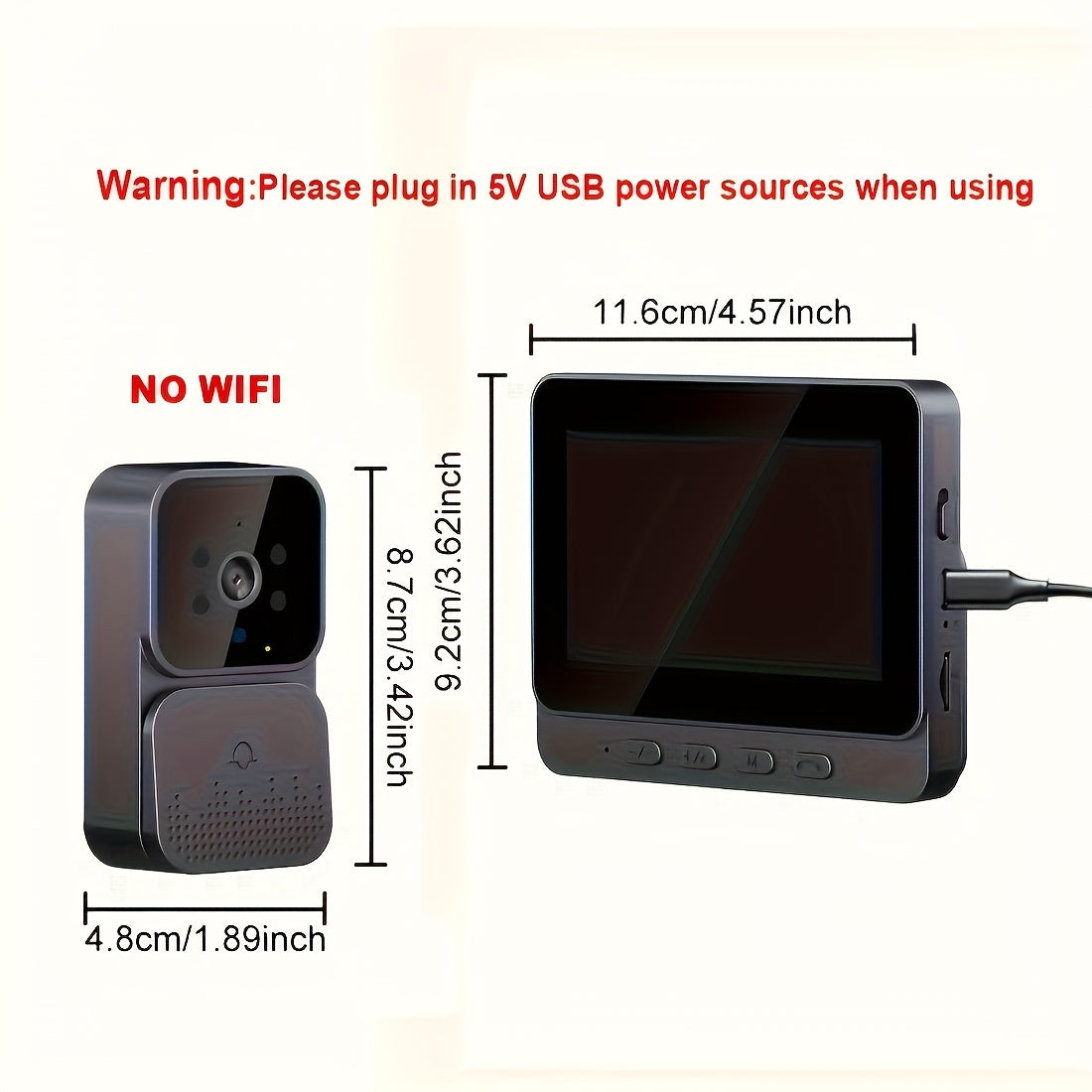 10.92 sm ekranli simsiz video eshik qo'ng'irog'i, infraqizil tungi ko'rish, ikki tomonlama gaplashish, uzoq muddatli batareya hayoti va ilovaga ehtiyoj sezmasdan oson ulanish.