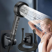 High-Pressure Handheld Shower Head with 5 Modes Stainless Steel Hose Adjustable Bracket
