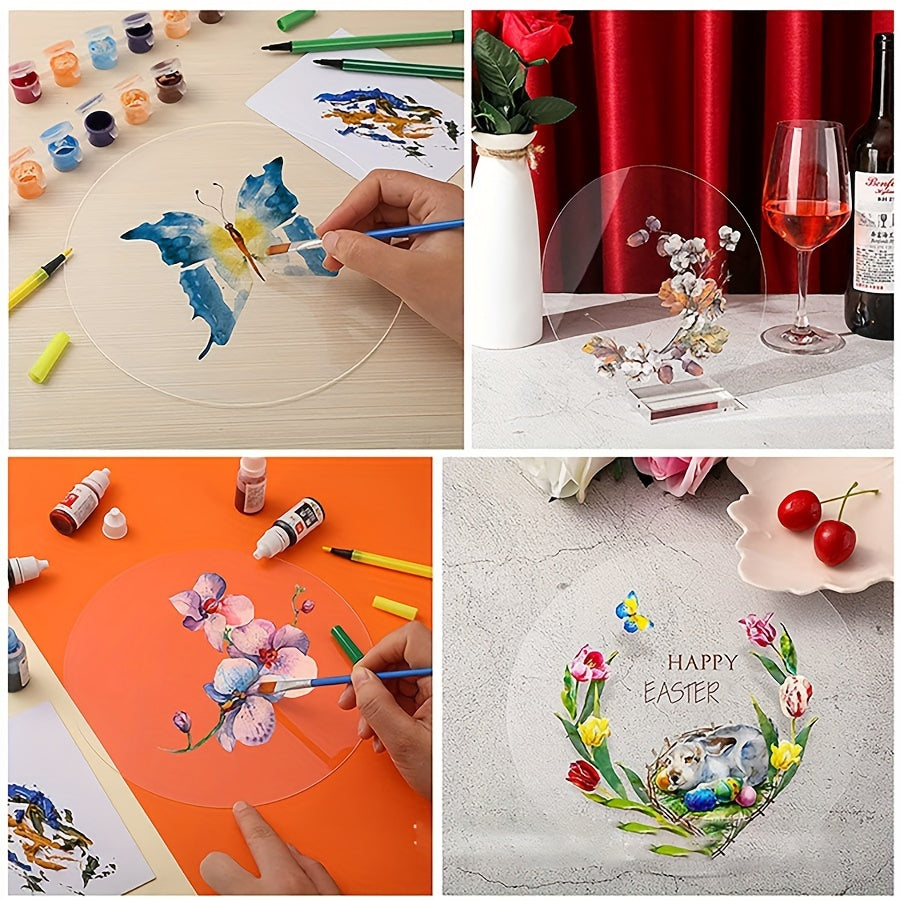 Set of 10 Clear Acrylic Round Discs for DIY Crafts and Home Decor