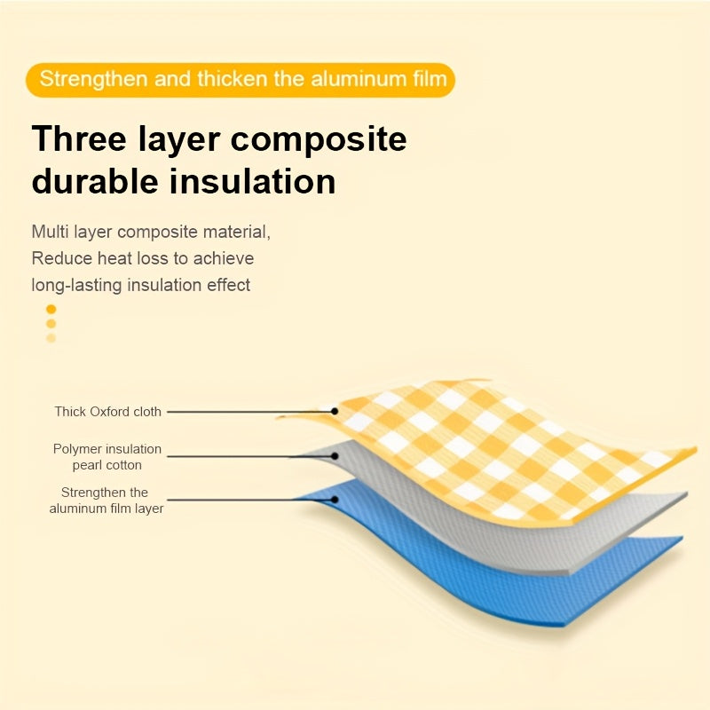 Foldable Insulated Picnic Bag with Handle for Outdoor Travel Black Nylon