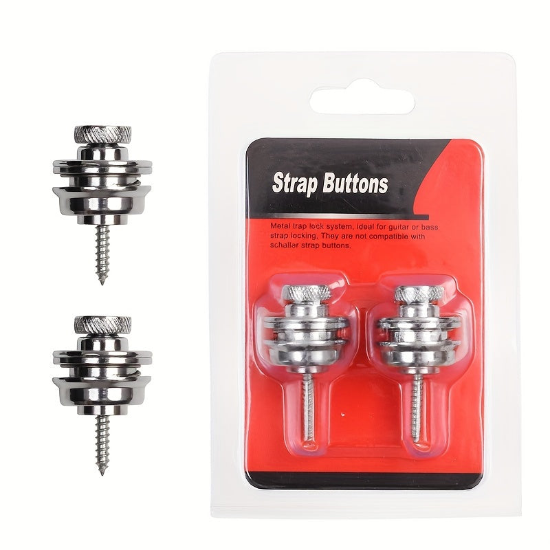 Guitar Strap Locks Set for Electric Acoustic Folk and Bass Guitars Black Silver Grey