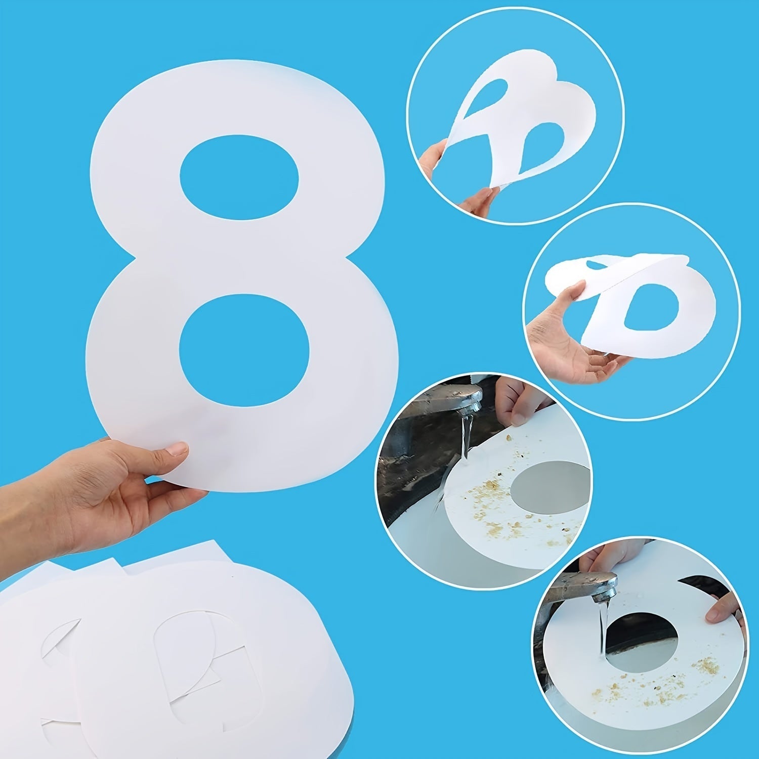 Set of 9 Number Cake Stencils, Plastic Templates for DIY Cakes and Cookies