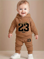 Baby Boy Hoodie Set with Chicago 23 Print Long Sleeve Sweatshirt and Pants for Fall Winter Outdoor Play
