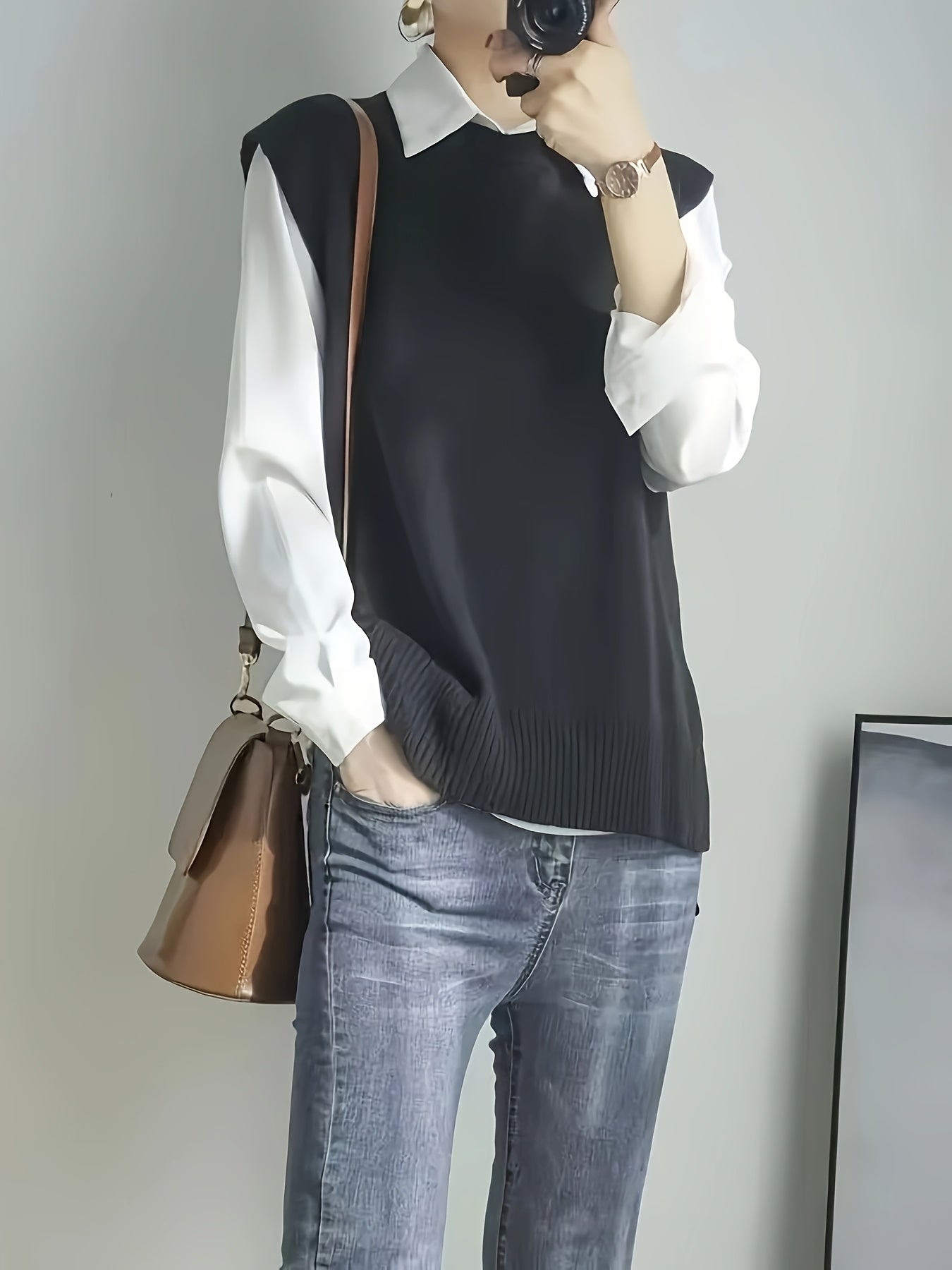 Chaleco de punto acanalado sin mangas para mujer talla grande, casual, verano, abertura frontal, color sólido