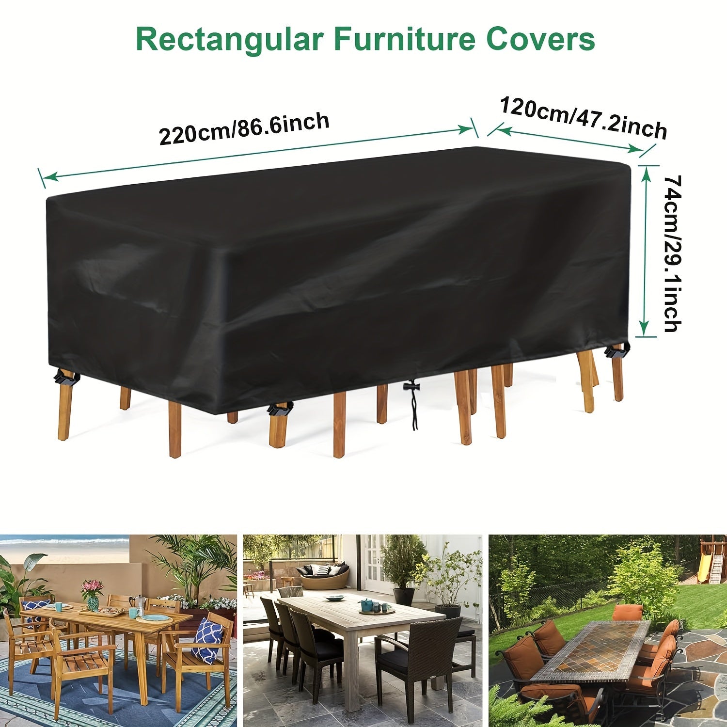 Rectangular Garden Furniture Cover Waterproof Oxford Fabric for Outdoor Patio Rattan